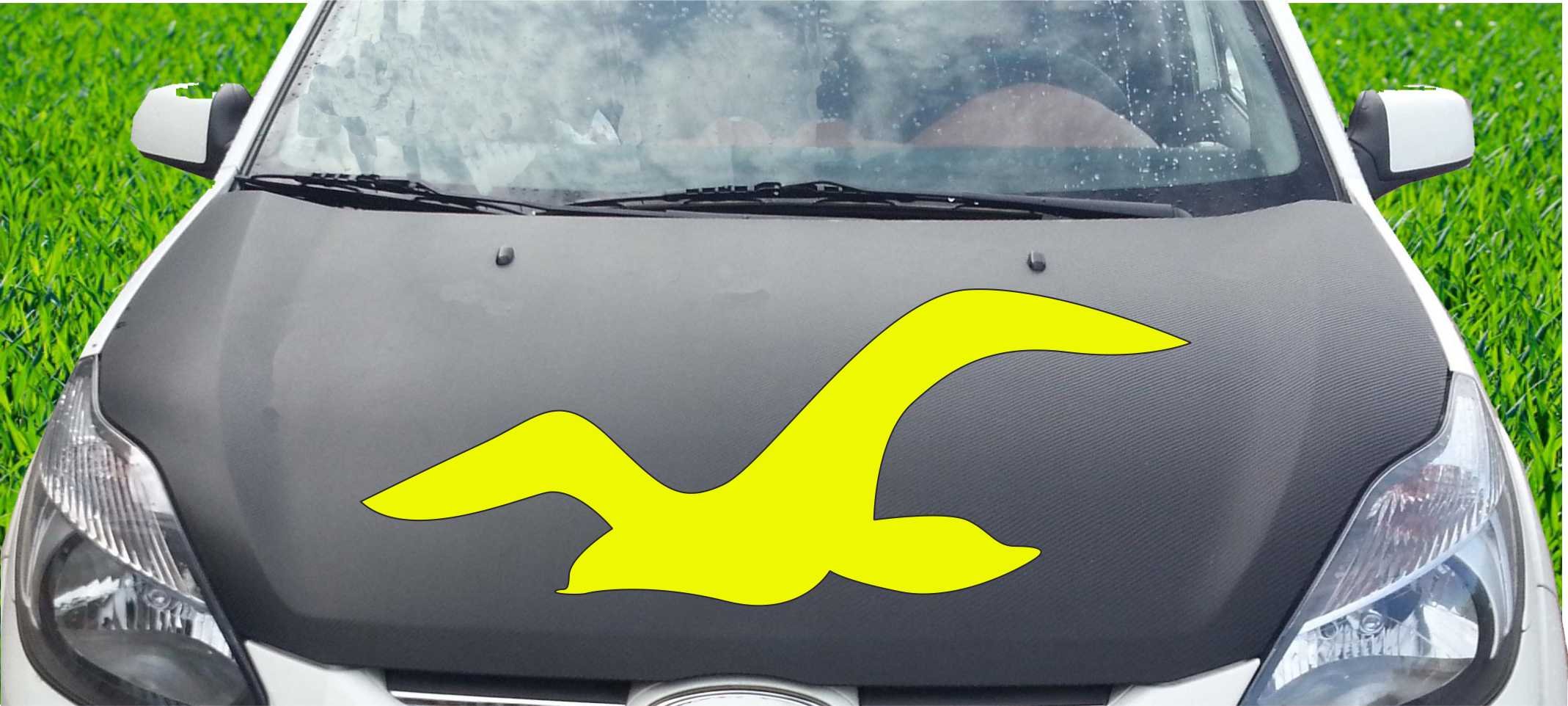 INDIGOS UG - Adesivo per lunotto Posteriore e portellone Posteriore DE2359 - Giallo - 600 x 599 mm - Rottie Inside - Auto finestrino, portellone Tuning Racing JDM - Die Cut