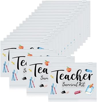 60 Pcs Teacher Appreciation Gifts Bulk Teacher Survival Kit Small Waterproof Makeup Toiletry Bag Pouch Cosmetic Pencil Bag Thank You Gifts for Women Men Travel Back to School Season Supplies