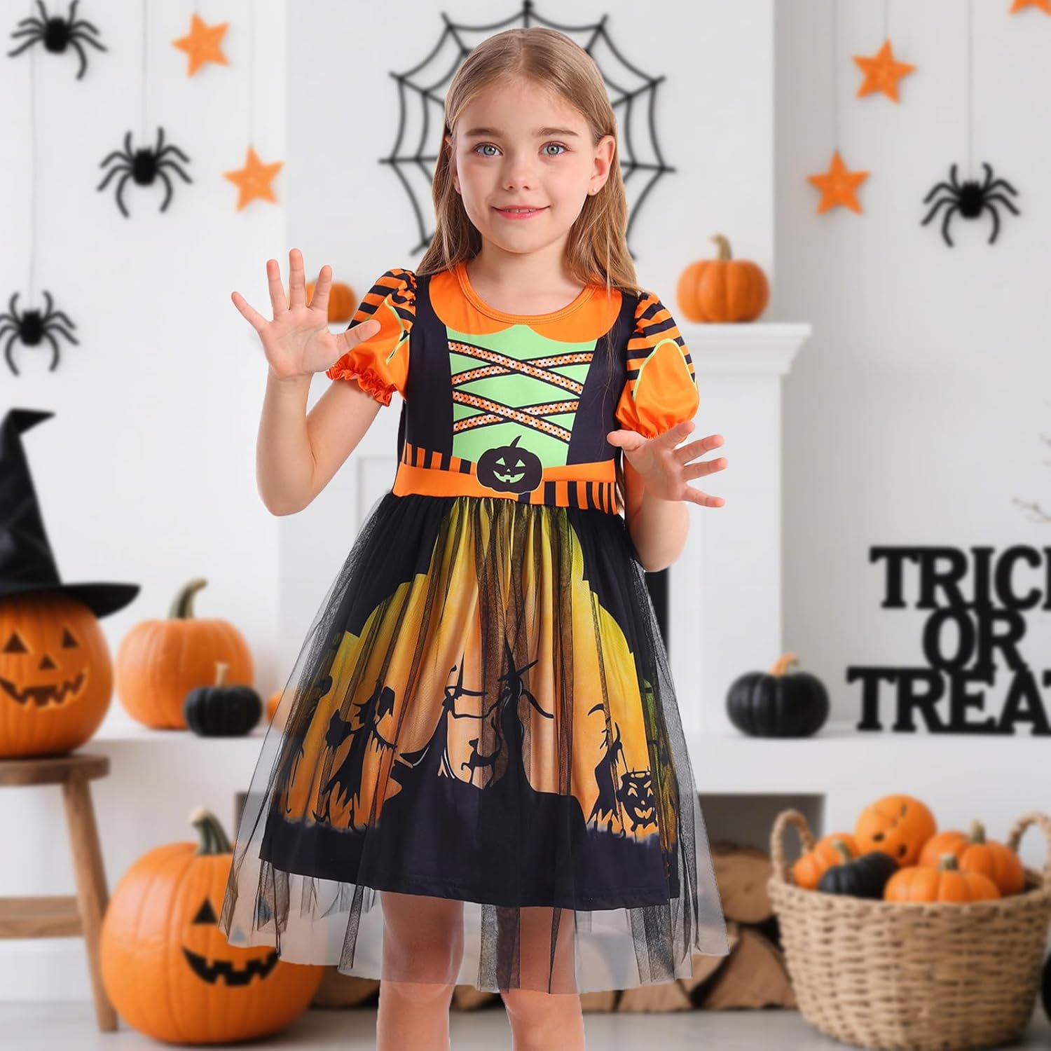 WonderBabe Pirate Costume Kids Puff Sleeve Tulle Dress Toddler Pirate Outfit Girls Birthday Party Halloween Dress Up Clothes - Image 3