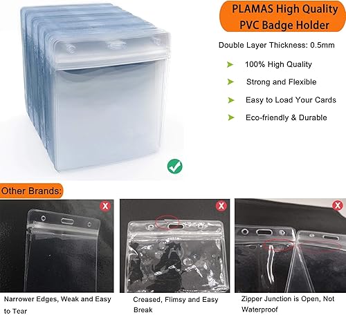 Miniatura 7 de WTQ - Paquete de 50 soportes impermeables para tarjetas de identificación (se ajusta a insertos de 4 x 4 pulgadas), vertical, soporte de