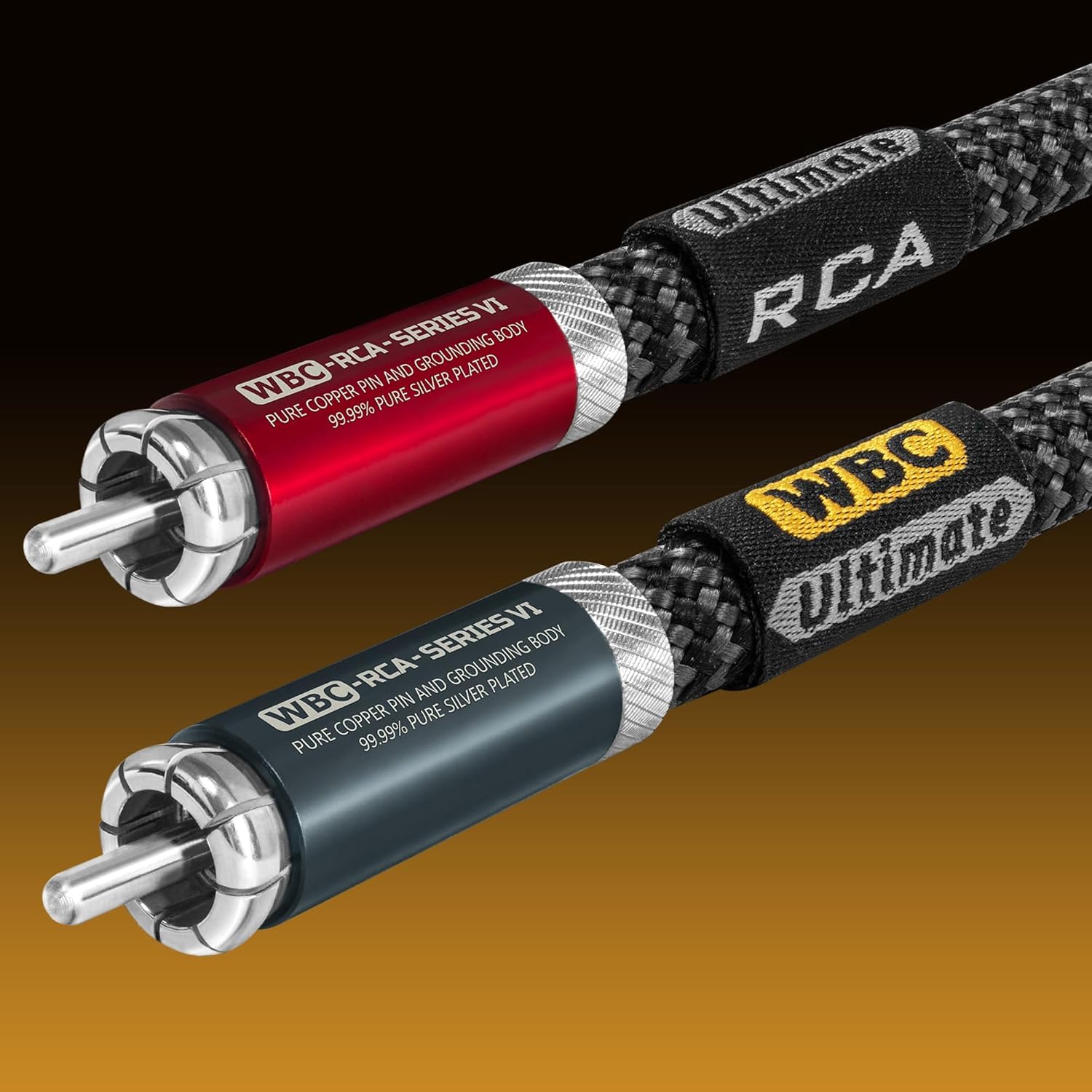 WORLDS BEST CABLES ULTIMATE - 18 AWG - OFC ultra puro - Capacitancia ultra baja (15 pF/pies) - Par de cables RCA para audiófilos premium con conectores RCA de cobre puro chapados en plata y cubierta