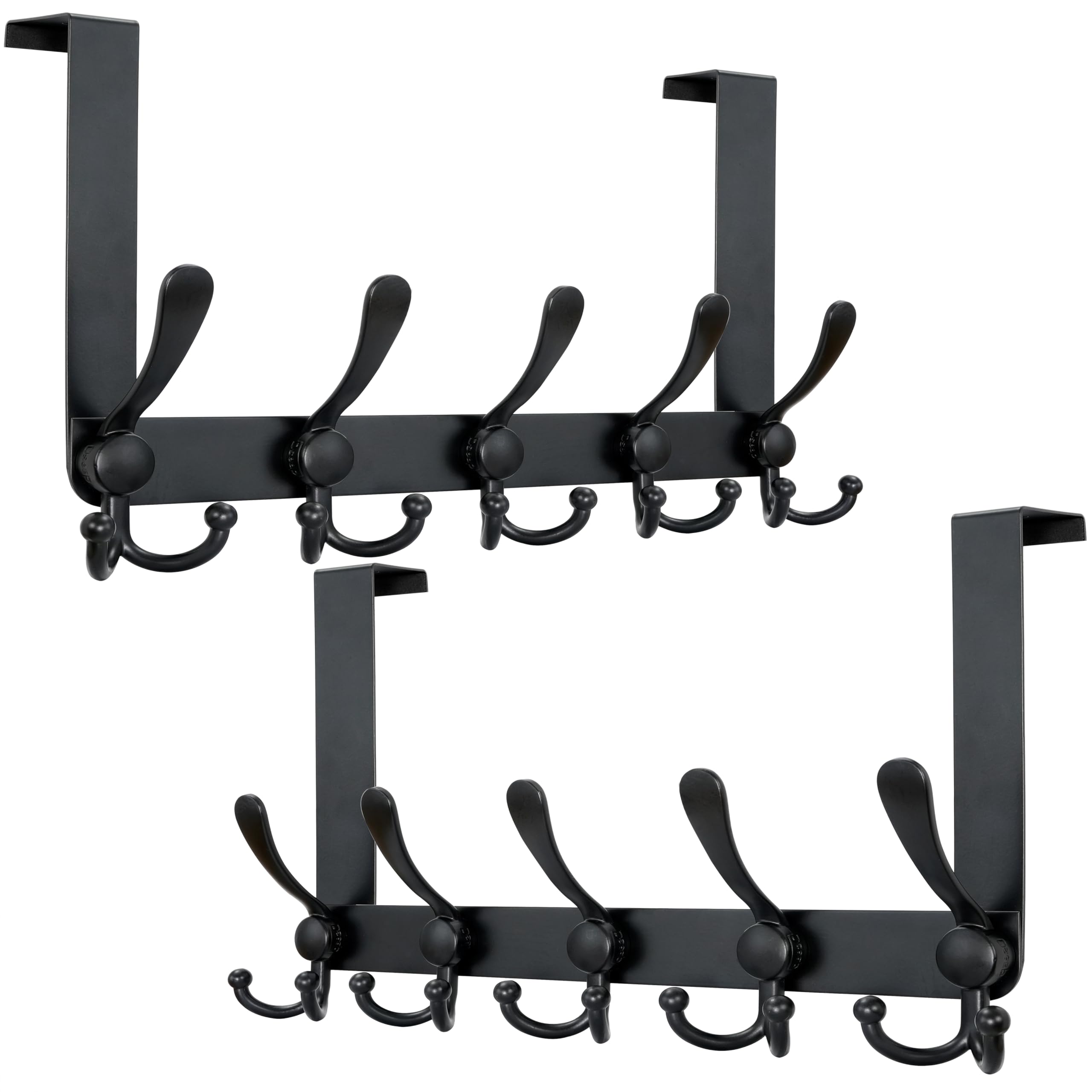Dseap Upgraded Over Door Hook, Black, Pro with Easy-Install (2pcs)