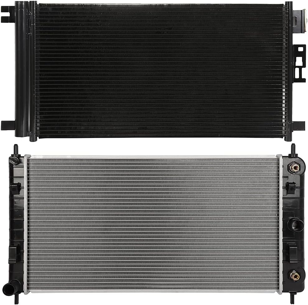 2864 Radiator and 3279 Condenser Fit for Chevrolet Malibu 2.4L 2008-2012 for Chevrolet Malibu 3.6L 2008-2012 for Pontiac G6 2.4L 2006-2010 Aluminum Radiator
