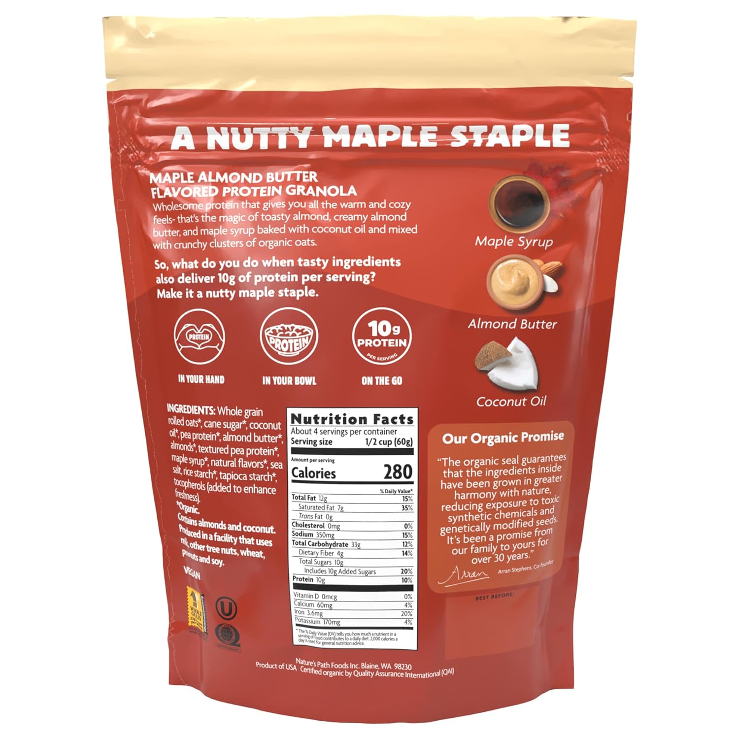 Nature's Path Organic Maple Almond Butter Protein Granola, 10 Ounce (Pack of 6)