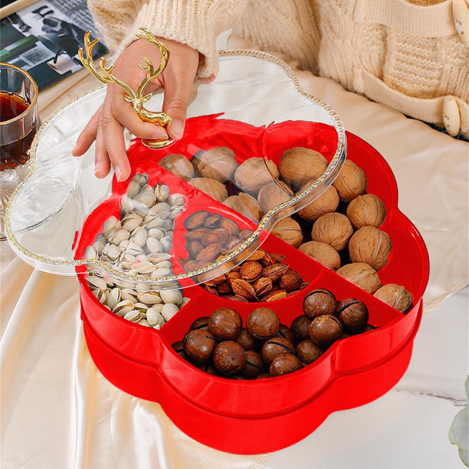 Plats de service divisés plats à bonbons et à noix bols amovibles