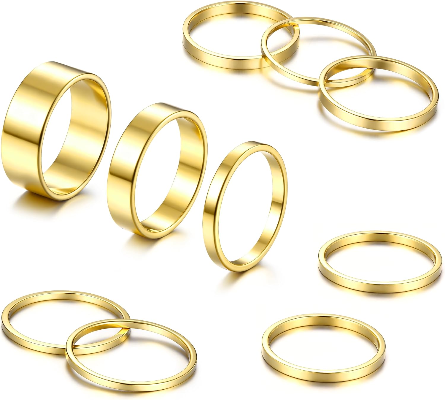 Silver Rings for Women Non Tarnish Stainless Steel Rings Set Dainty Gold Band Ring Stack Simple Stackable Thumb Pinky Ring for Multiple Size