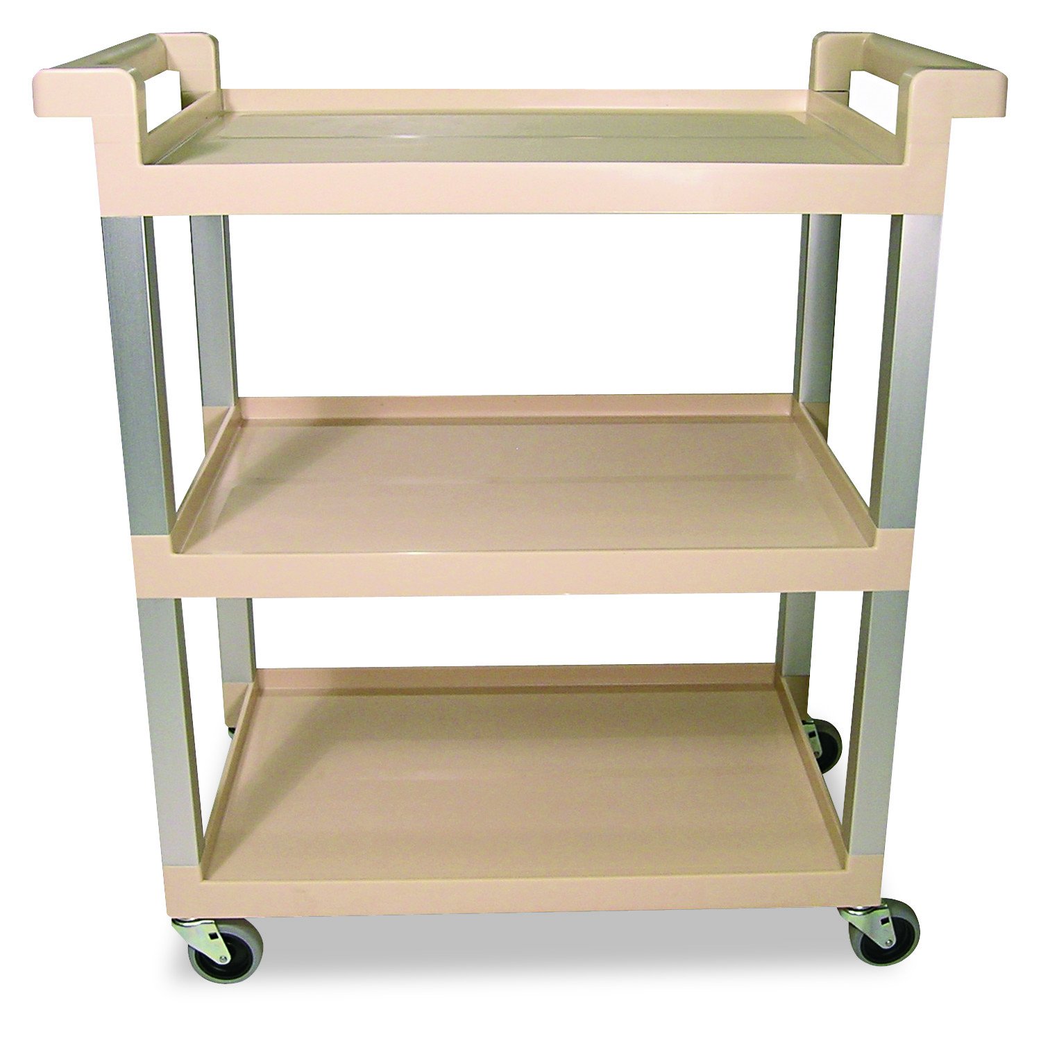 Rubbermaid Commercial 9T6571BG Three-Shelf Service Cart w/Brushed Aluminum Upright, 16-1/4 x 31-1/2 x 36, Beige, 100 lbs. Capacity: Rubbermaid Utility Carts: Industrial & Scientific