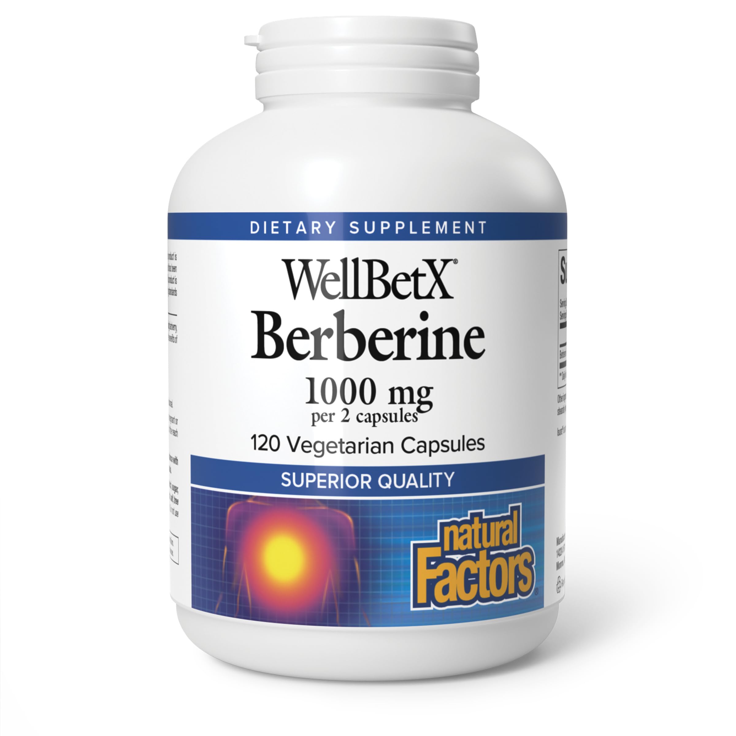 Natural Factors WellBetX Berberine 1,000 mg per Serving, 120 Veg Caps