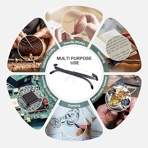 Miniatura 27 de OKH Lupas con luz, 200% de lupa iluminadas, luces LED recargables, manos libres para pasatiempos, lectura, trabajo cercano Cristal