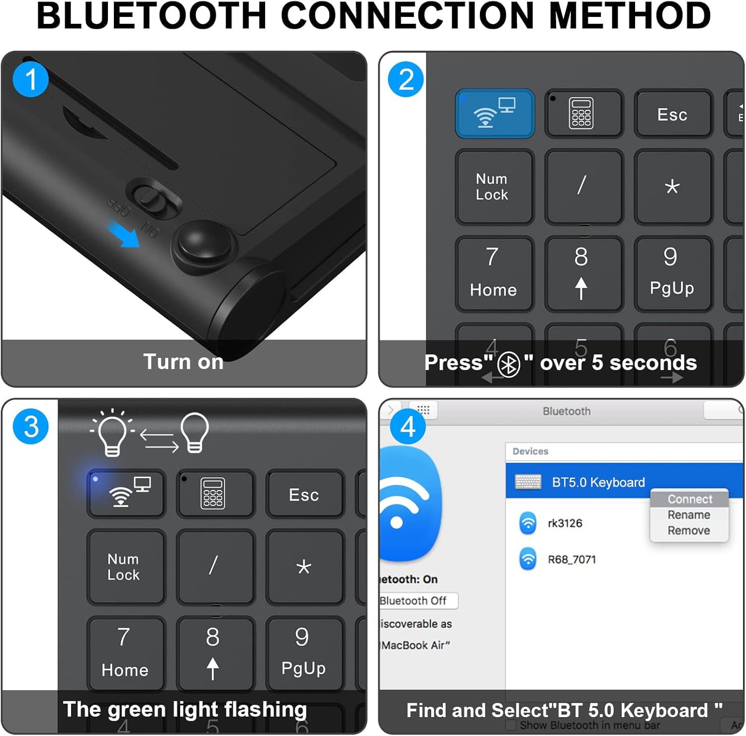 cimetech BT Number Pad, Wireless Numeric Keypad Numpad, 22 Keys Portable Mini Financial Accounting Keyboard for Laptop Notebook, Desktop, Surface Pro, PC