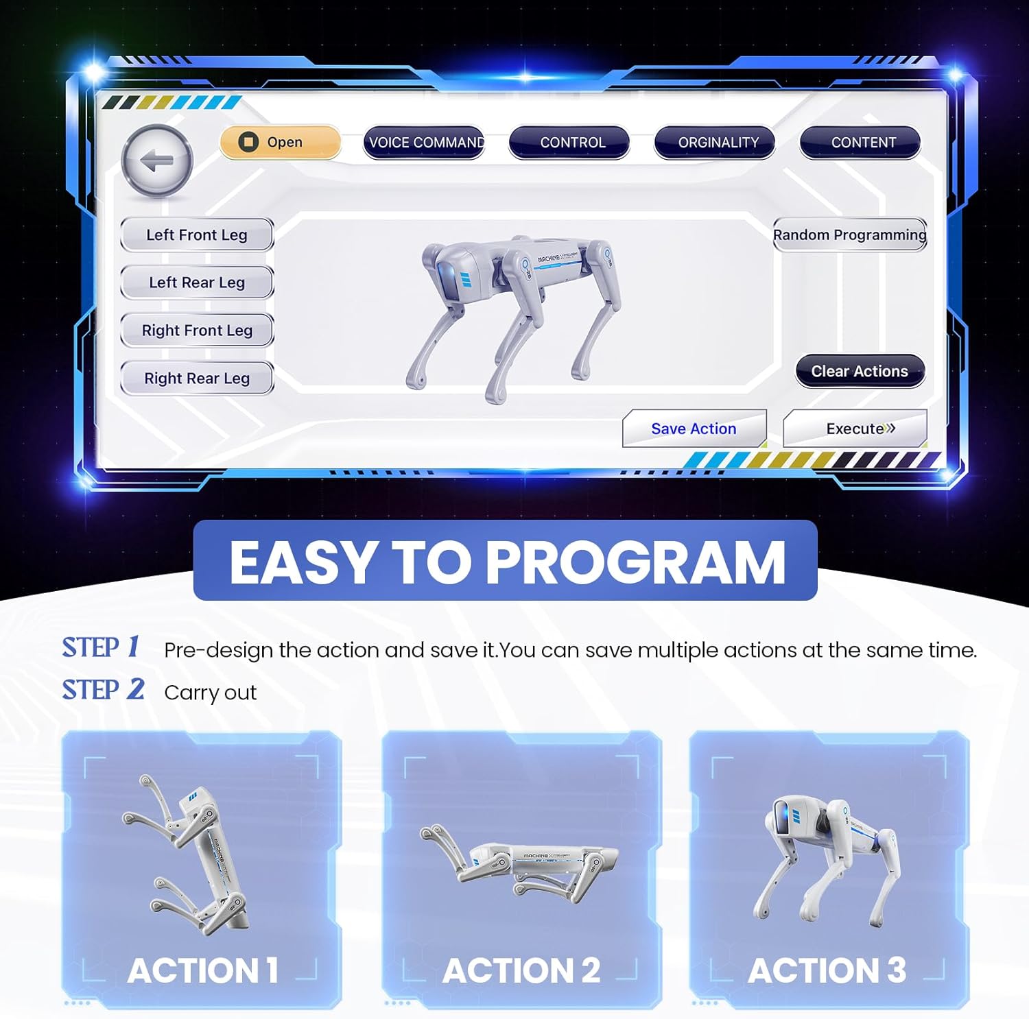 cxjoigxi Smart Robot Dog Toy, Interactive STEM Robot Pet, Voice & Remote Control, App Programming, 30+ Actions, Bionic Walking, Robotic Dog Birthday Gifts for Kids Boys Girls Age 6+