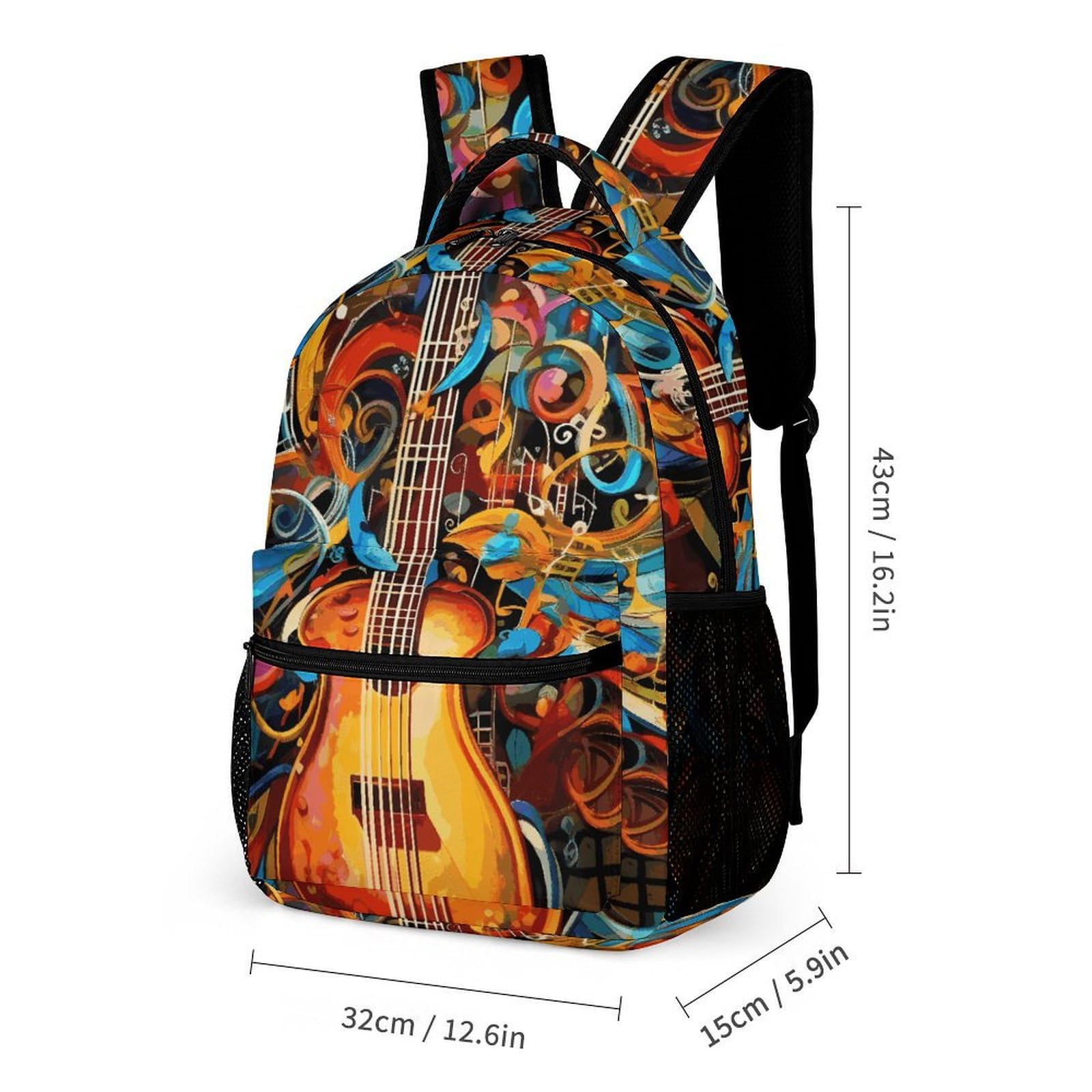 3-teiliges Rucksack-Set, Musik-Serie, Reisetasche, tragbar, lässig, Tagesrucksack, Sport-Rucksäcke mit Lunchbox, Federmäppchen, Musik-Serie, Einheitsgröße, Rucksackrucksäcke, Musik-Serie,