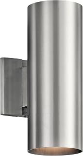 Kichler Cylinders 12" 2-Light Cylinder Outdoor Wall Sconce in Brushed Aluminum, (12" H x 4.75" W), 9244BA