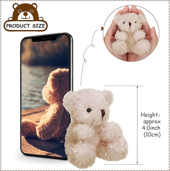 Threan 8 Ositos Mini Peluche 4 Pulgadas Suave Regalos Fiesta Apricot miniatura 3
