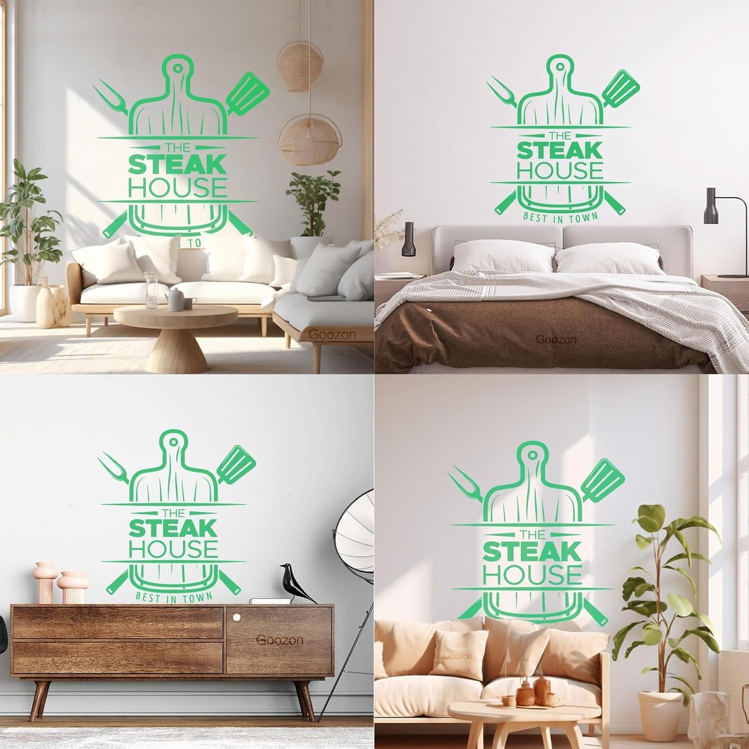 Engraved Stickers Restaurant Sign Steak House Kitchen Utensils 72 x 79 cm Modification and Addition of Information Possible Green