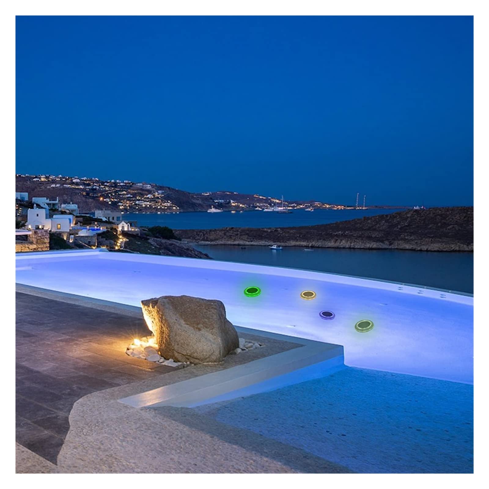 Solar-LED-Poolbeleuchtung, schwimmend, wasserdicht, Teichbeleuchtung, Unterwasser-Schwimmbadlampe, Garten, blaue Schwimm-Außenpoolbeleuchtung Wasserdicht Sicher(Green light,4PCS)