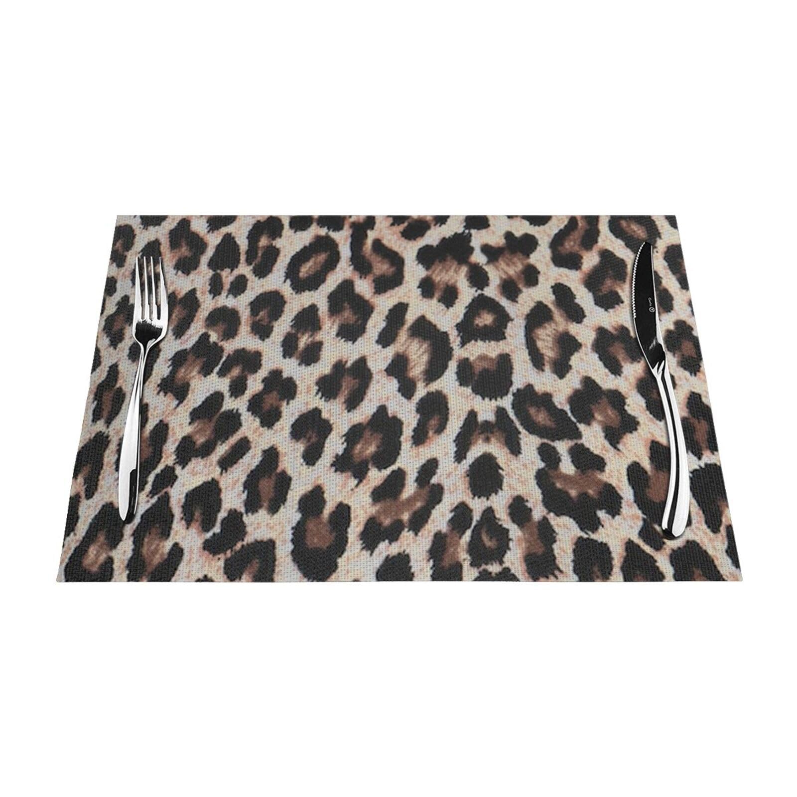 PVC Placemat Set of 4 PCS, 45x30 CM, Leopard Print print Printed Non-Slip Heat Resistant Place Mats for Kitchen Dining Table Indoor Outdoor