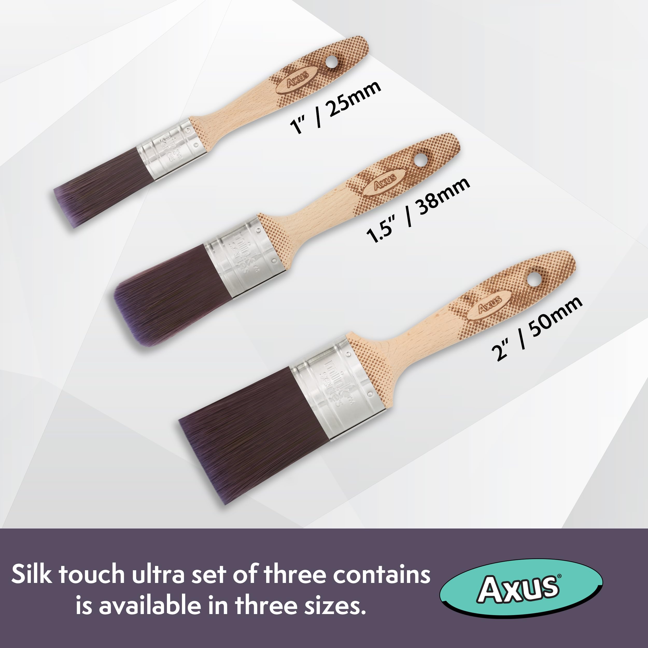 Axus Decor Silk Touch Ultra - Set di pennelli da pittura, 3 pezzi, AXU/BMVS3