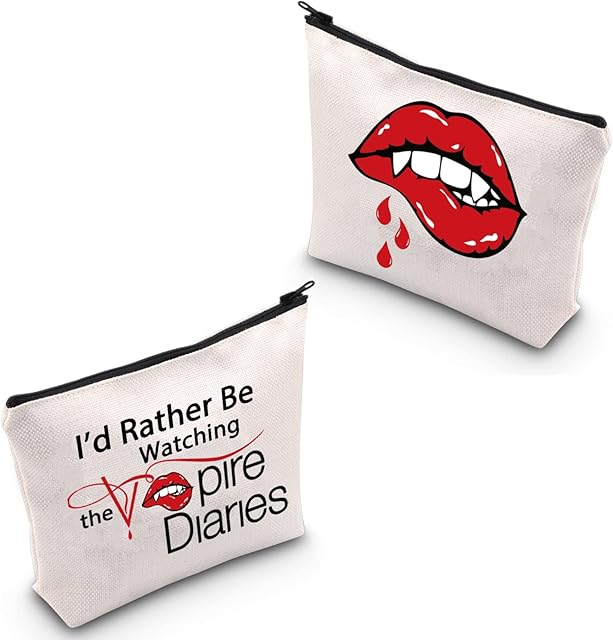 Vampire TV Show Inspired Gift I'd Rather Be Watching TV Show Makeup Bag Vampire Fandom Gift