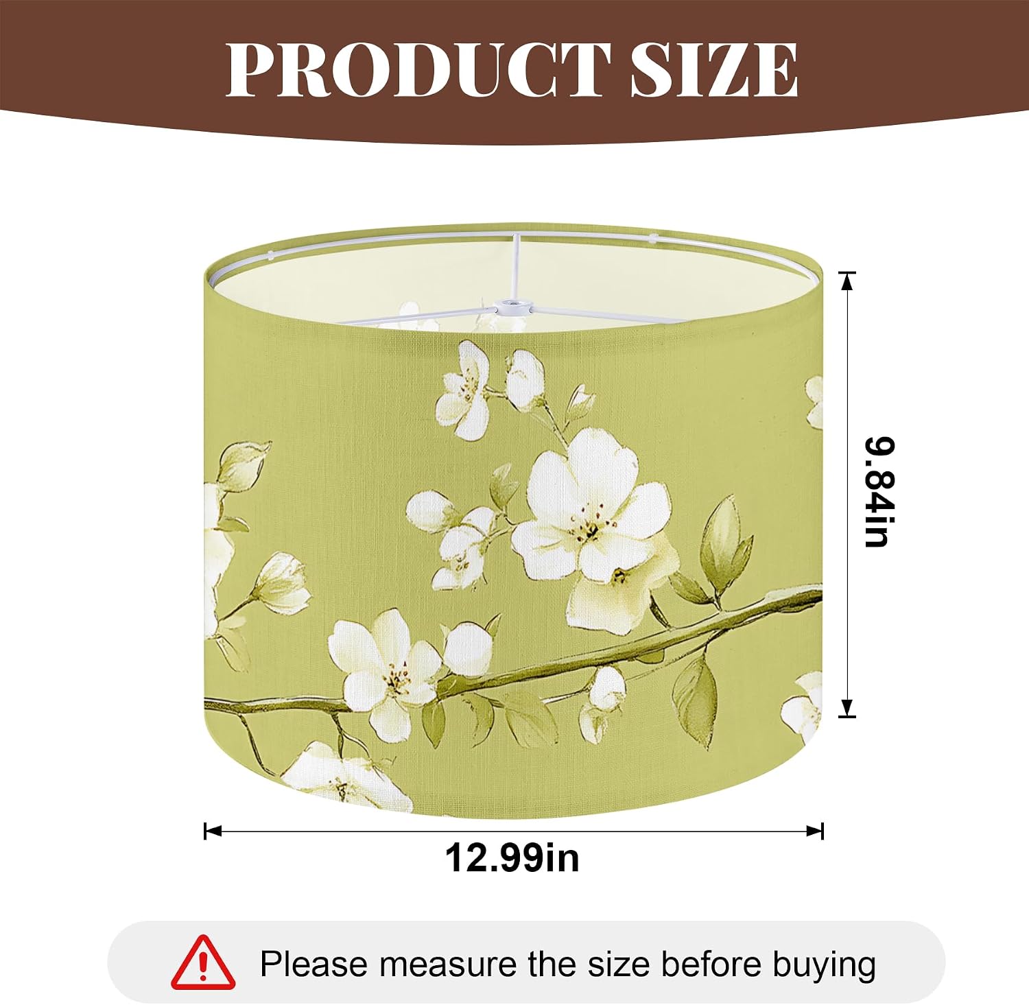Table Lamp Shade, 13”W x 10”H HD Printing Geometric floral leaves marble Lampshade, Lamps shades, Modern Lampshade Decor for Table and Floor Lamps (Green Flower)