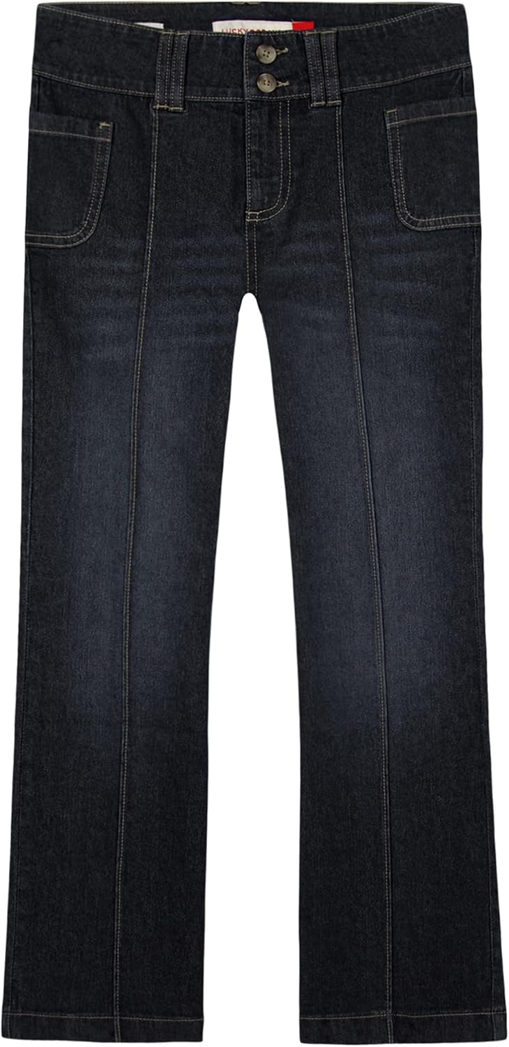 Lucky Brand Girls Mid Rise Flare Stretch Denim Jean, Zipper Fly & Button Closure