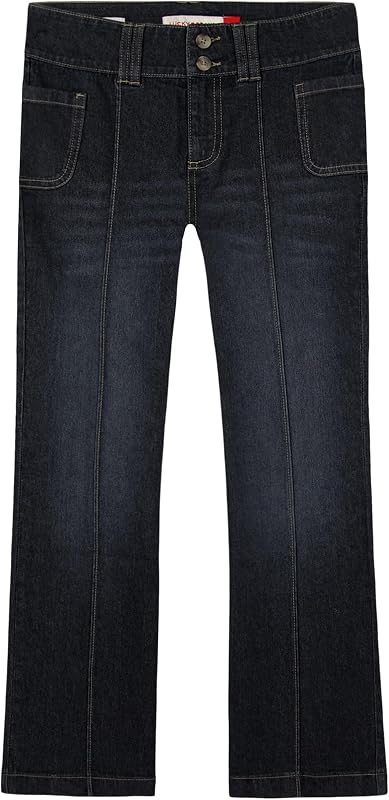 Girls' Mid Rise Flare Stretch Denim Jean, Zipper Fly & Button Closure