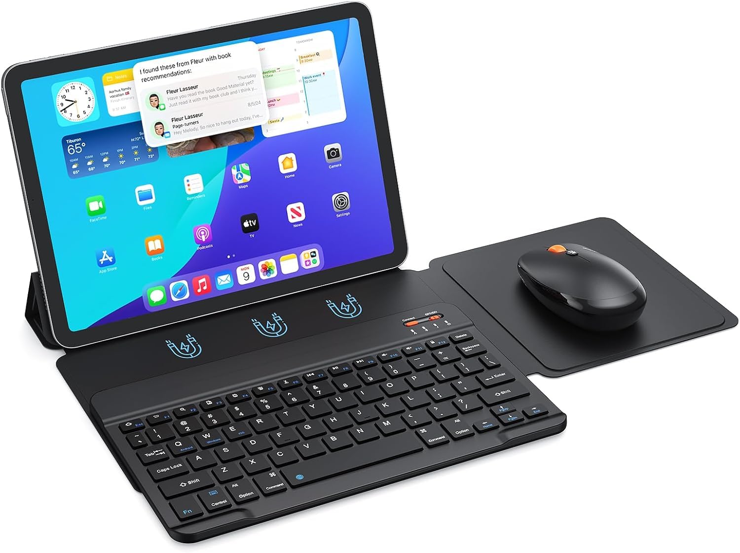 MEETION Bluetooth Keyboard and Mouse for iPad, Wireless Portable Keyboard and Mouse Rechargeable, for iPad 10th Gen/A16 11th/Mini/Pro/Air 11inches, iPhone(Not Included Case)