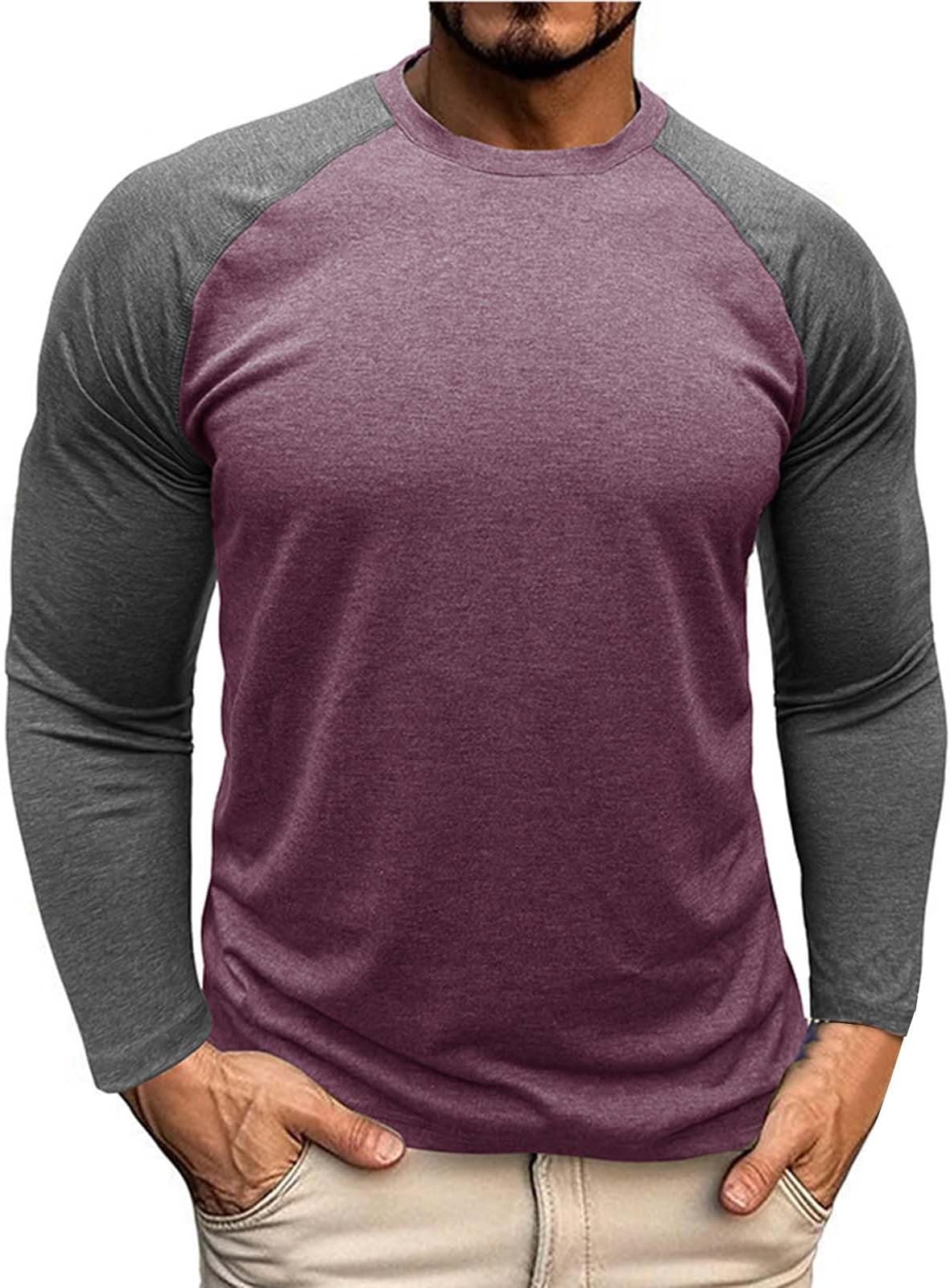Men's Soft Cotton Baseball Jerseys 3/4 Raglan Sleeve Tee Shirts Casual Crew Neck Tops for Sports and Summer Spring Casual Wear