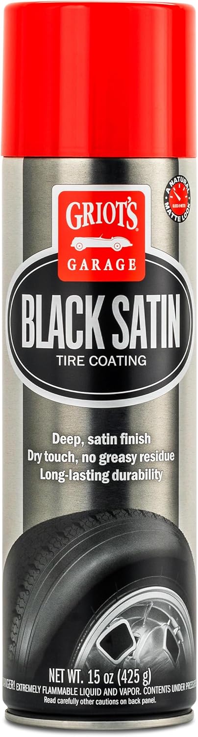 Griot's Garage Black Satin Tire Coating, Provides a Low-Gloss, Satin Finish, Non-Greasy, Long-Lasting, Quick-Drying, Easy-to- Use, No Mess, 10951, 15oz