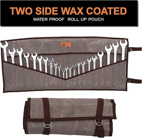 Miniatura 3 de BT 18-900 Dos Lados, revestimiento de cera y resistente al agua, 26 bolsillos de peso pesado 624 g. Bolsa y rollo de herramientas y llave inglesa de