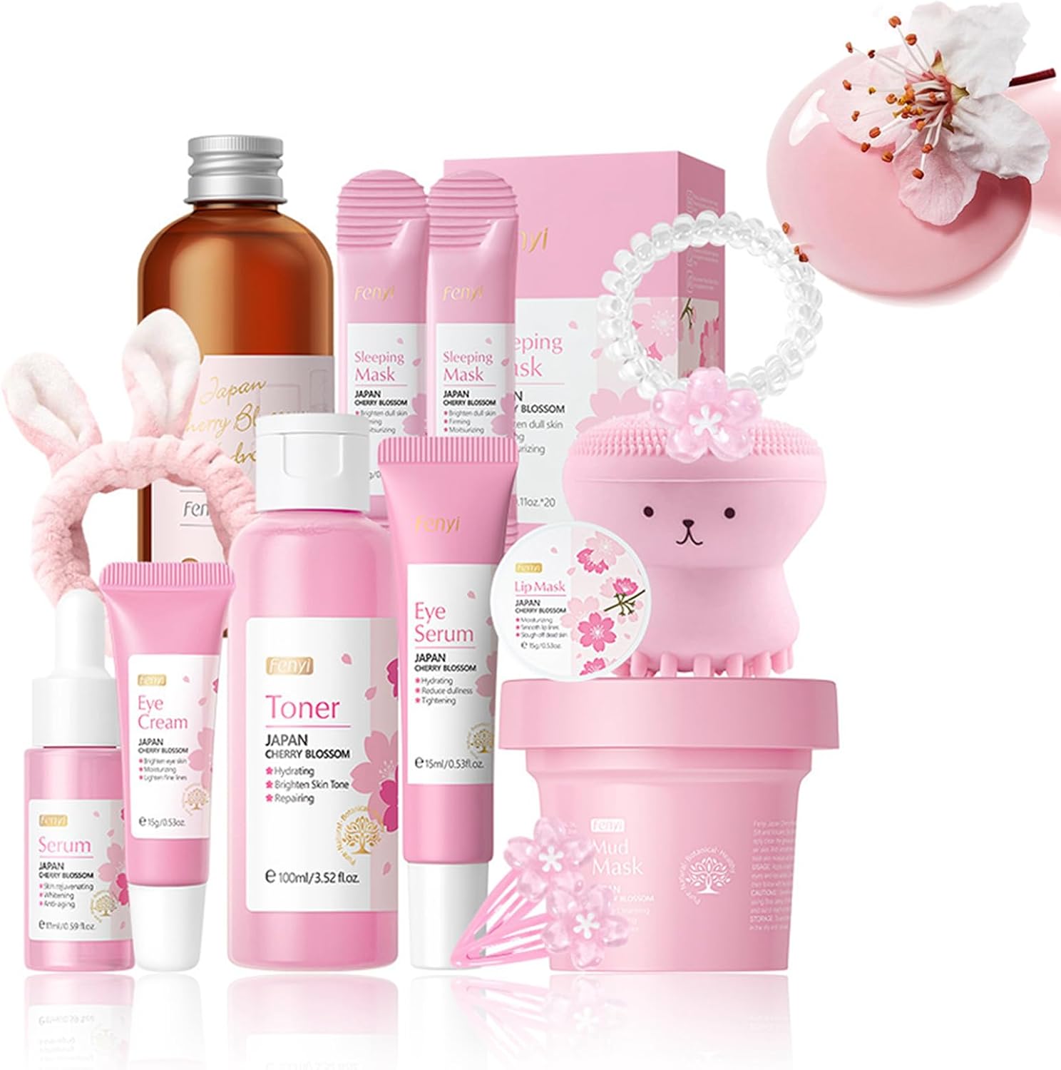 Sakura Sakura Skin Care Set – Women’s Moisturizing Facial Kit, Gift Set for Teenage Girls, Japanese Cherry Blossom Skincare