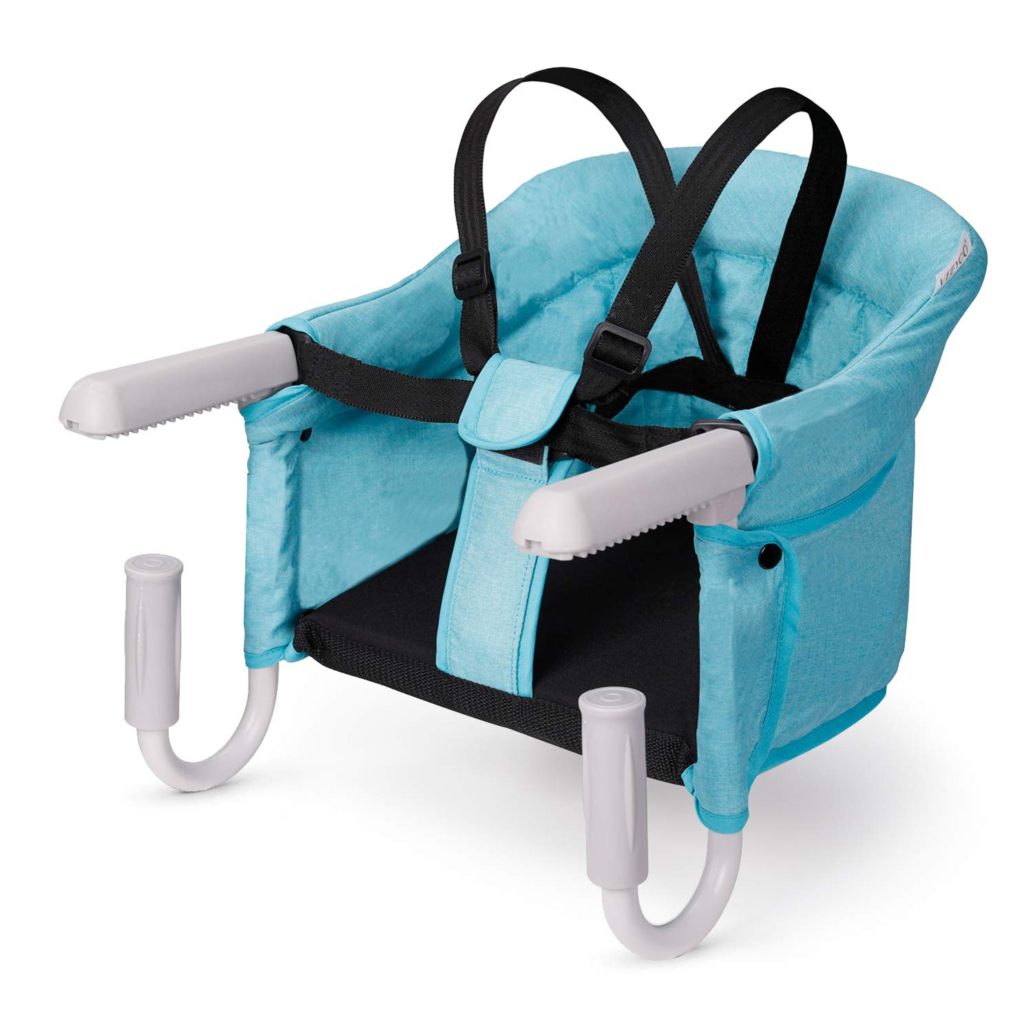 VEEYOO Hook On High Chair - Compact Fold Clip On High Chair for Baby Toddler, Machine Washable Portable High Chair for Travel or Restaurants (Turquoise)