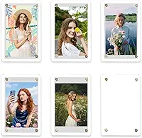 Nirvany Pacote com 6 molduras magnéticas de acrílico para geladeira – Mini porta-fotos transparentes para impressões Instax e Polaroid, molduras magnéticas de 6 x 9 cm para exibição de geladeira