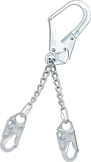 3M Protecta PRO 1350200 22" Chain Rebar Assembly for Positioning, Steel Rebar Hook at Center, Snap Hooks at Leg Ends, 310 lb. Capacity, Silver