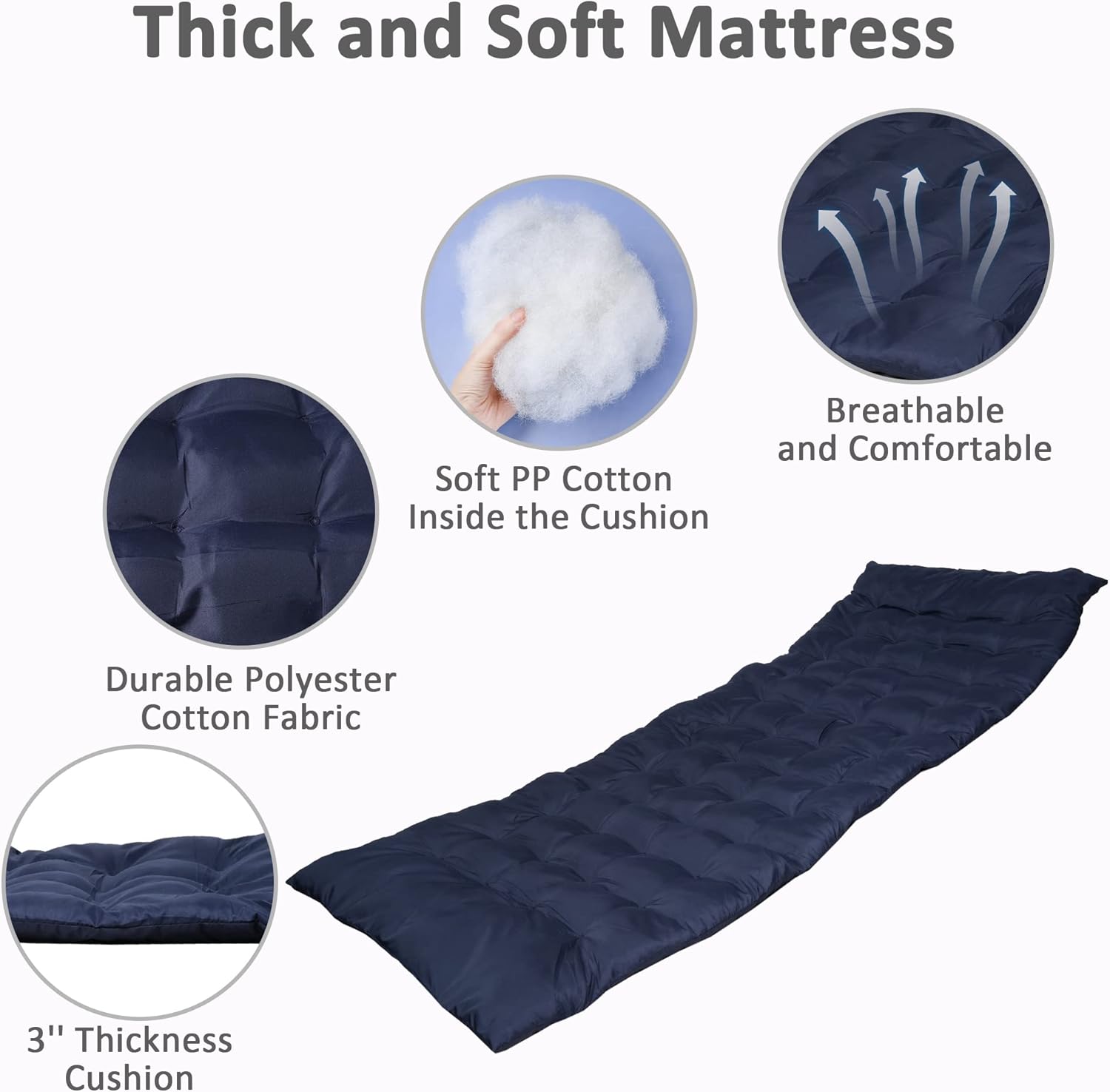 Camping Cots for Adults - Folding Sleeping Cot Bed with Mattress and Adjustable Height Powder-Coated Steel Frame Camp Bed - Ideal for Travel, Office, and Home Use