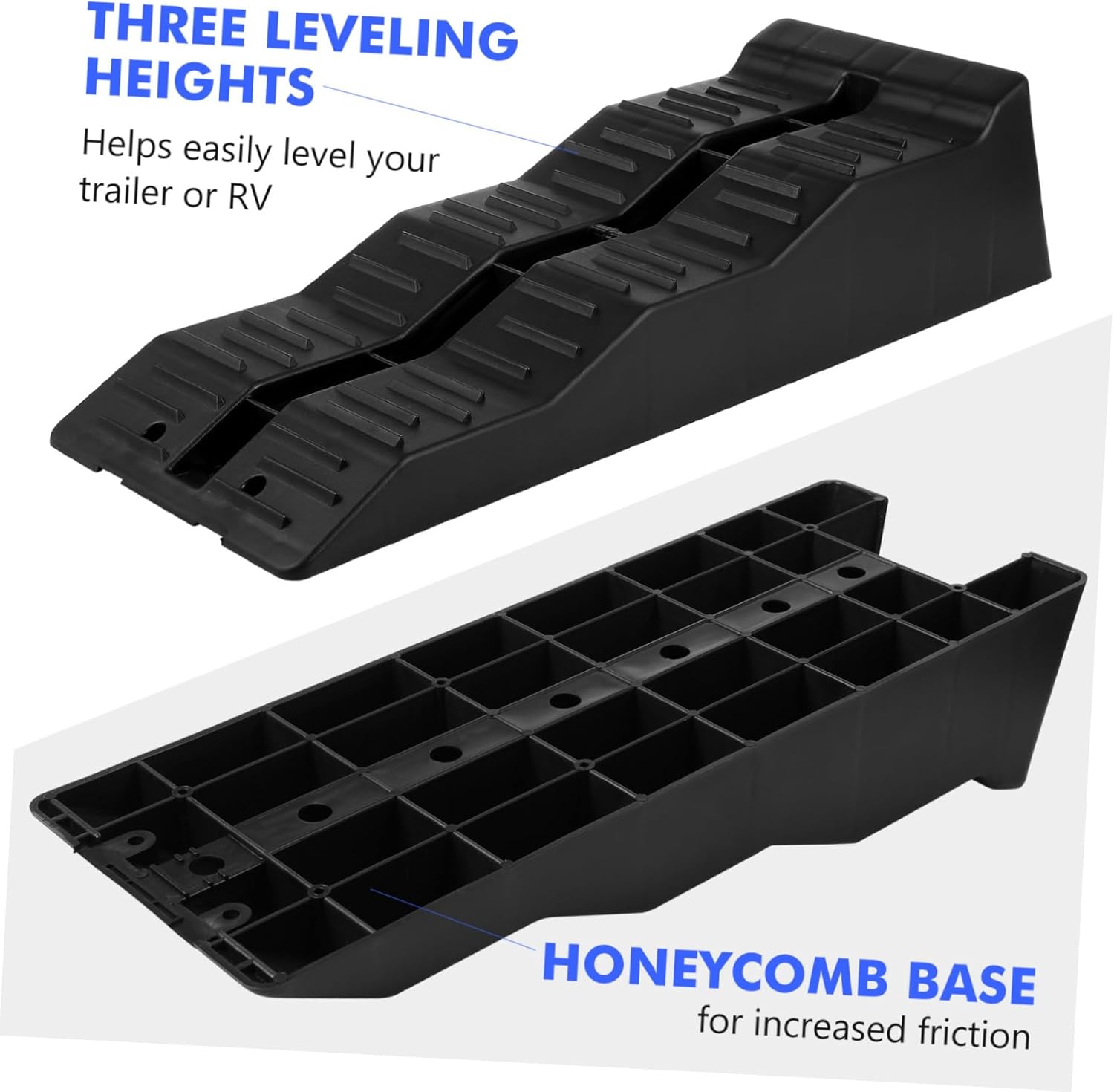 2pcs Rv Leveling Ramps Triple-Level Blocks for Travel Trailers Heavy-Duty Wheel Chocks Parking Uneven Ground Capacity