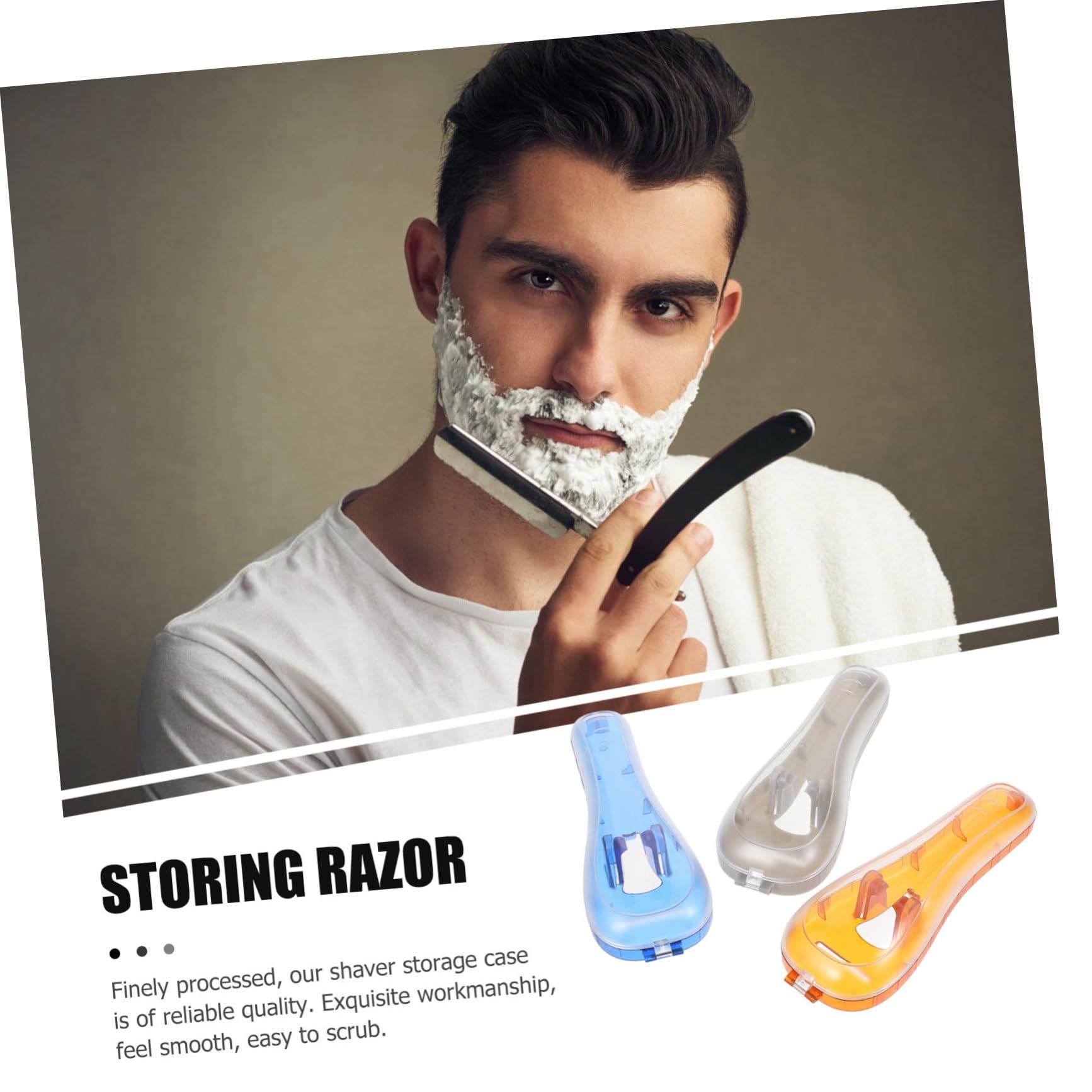 3pezzi Custodia Da Viaggio Per Rasoio Da Uomo Scatola Porta Rasoio Pratica e Resistente Realizzata in Materiale Di Protezione Completa Urti Polvere e Umidità Design Semplice e Crea