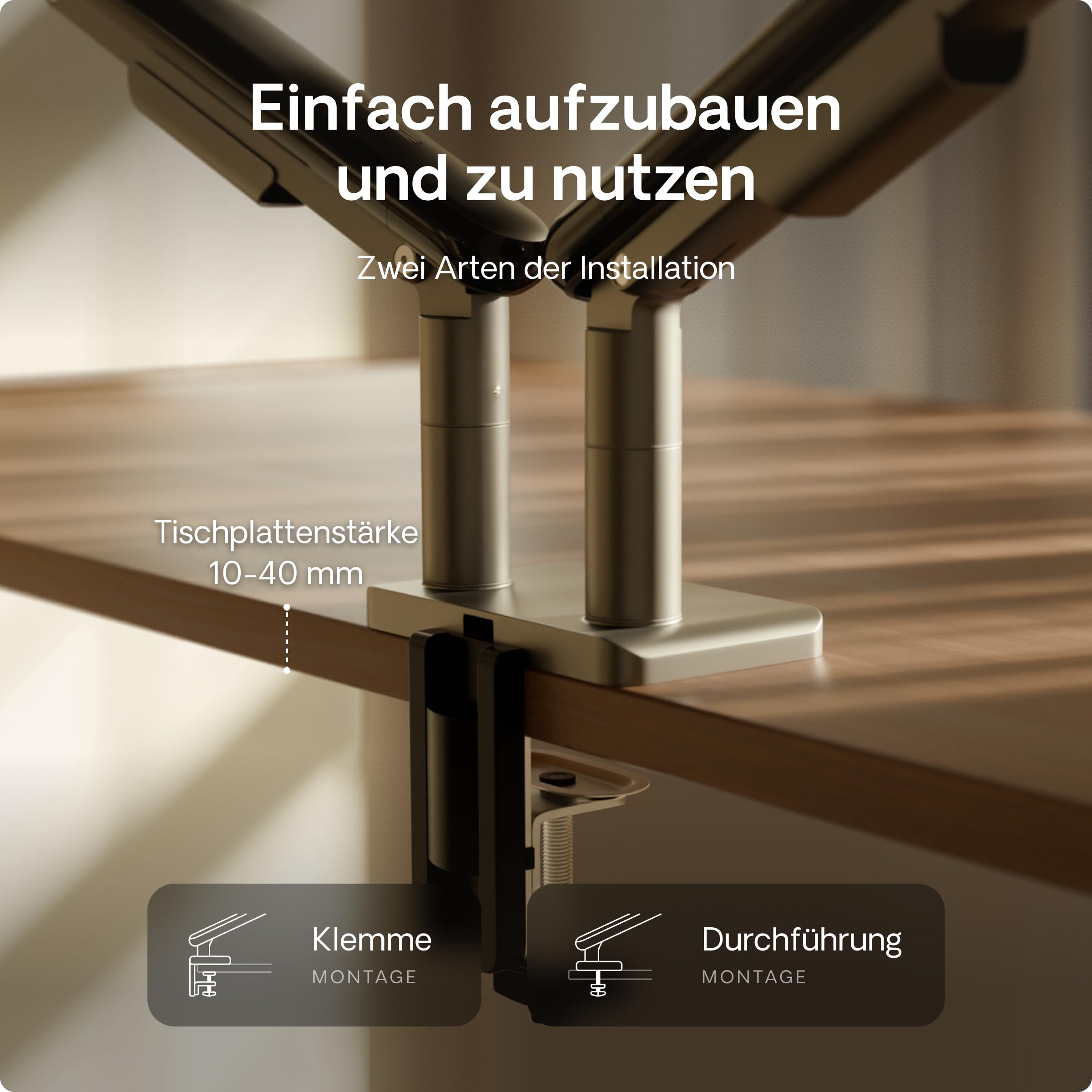 Desktronic Doppelte Monitor Halterung, Bis zu 32" & 8kg, 360° Drehung, Höhenverstellbar, Robuste Bauweise, Einfache Montage, Für Große Bildschirme, Ergonomisch, Passend für alle VESA 75/100