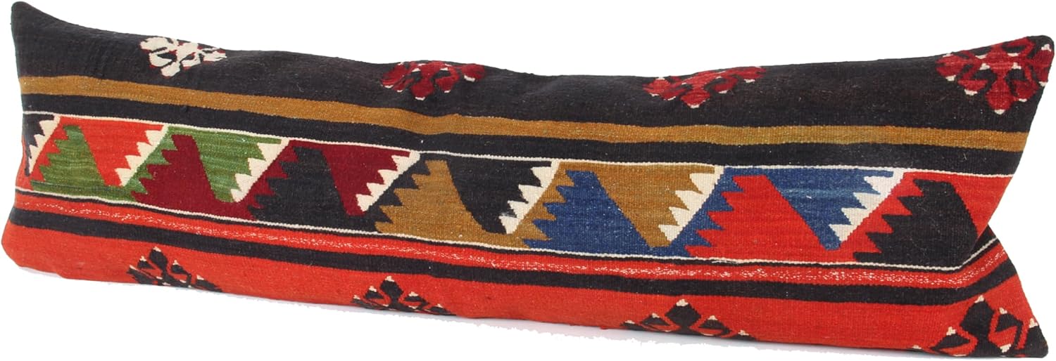 King Size Kilim Pillow Cover 14x47 inch Bedding Lumbar Twin Extra Long Queen Cushion Classy Boho Design Housewarming Chevron Throw