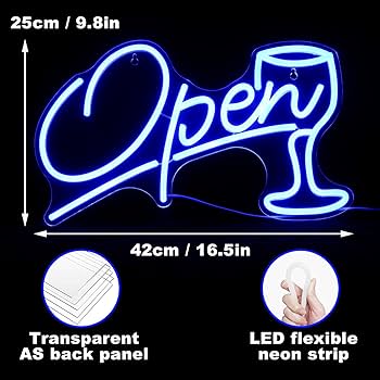 Amazon.co.jp: OPEN看板 LED 青オープンビールネオンサイン、部屋の