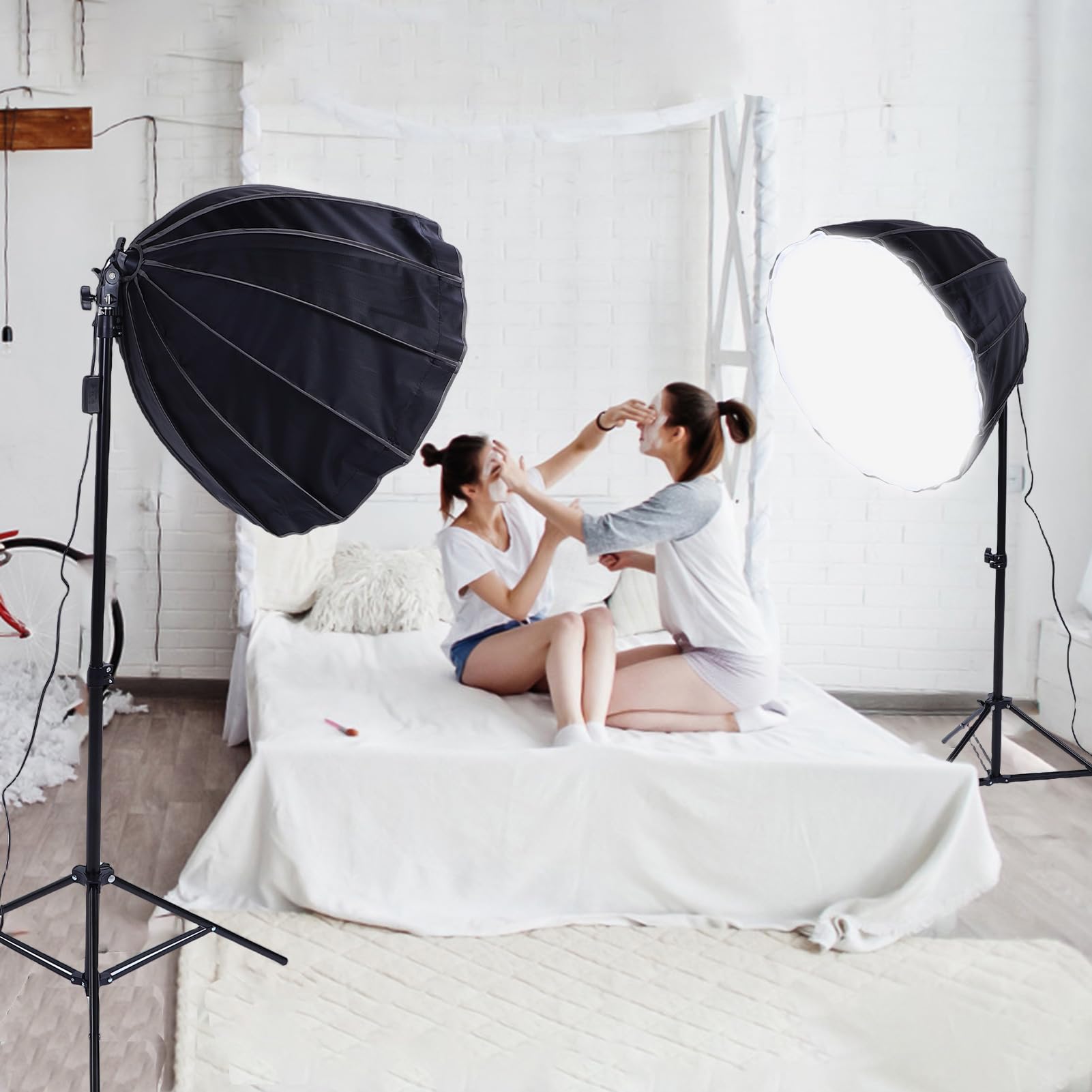Zestaw Oświetlenia Fotograficznego Softbox, Profesjonalny Sprzęt do Ciągłego Oświetlenia z żarówką 85 W 2800 K-5700 K i Pilotem do Nagrywania Wideo/przekazu na żywo/portretóW (wtyczka UE)
