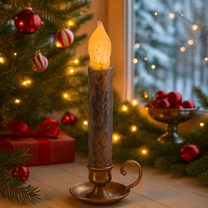 Aulaygo 6.5'' Real Wax Primitive Candle Battery Operated 6 Packs Electric Flickering Flameless Candle for Country Room Dining Table Halloween Decoration(Not Timer) photo 6