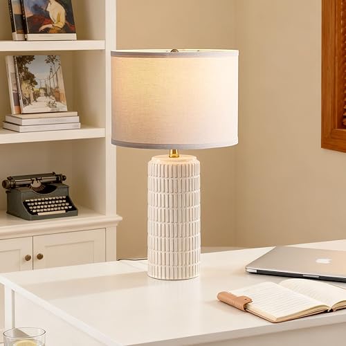 Miniatura 7 de Juego de 2 lámparas de mesa modernas de cerámica, lámpara de noche para decoración de dormitorio, lámpara de mesita de noche con 3 temperaturas de