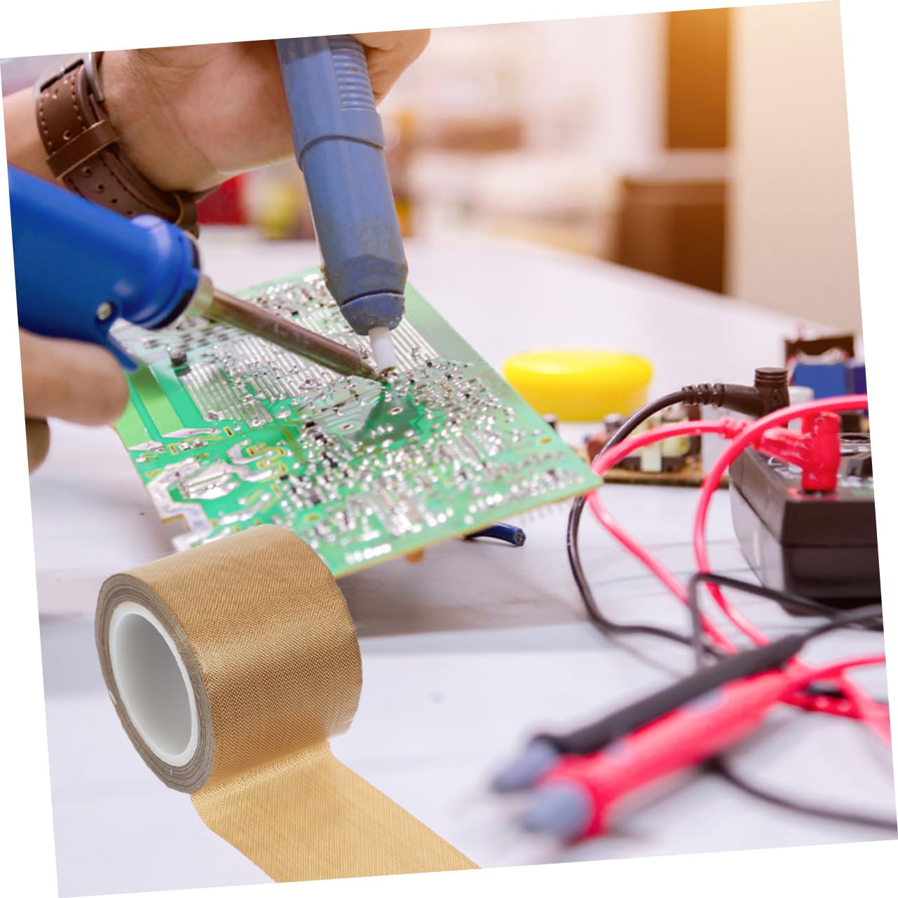 1roll Tape for High Temperature Insulation Adhesive Electrical Tape for Electronics Soldering and Sealing Coated Tear