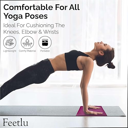 Miniatura 4 de Rodillera plegable para yoga, 12 pulgada de grosor, 24 x 12 pulgadas, elimina el dolor durante el entrenamiento de yoga o ejercicio, acolchado extra