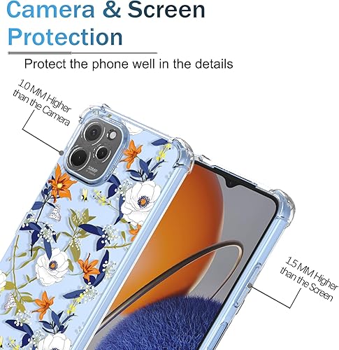 Miniatura 2 de Funda transparente para Huawei Nova Y61 con patrón de flores de poliuretano termoplástico suave, a prueba de golpes, antiarañazos, funda protectora