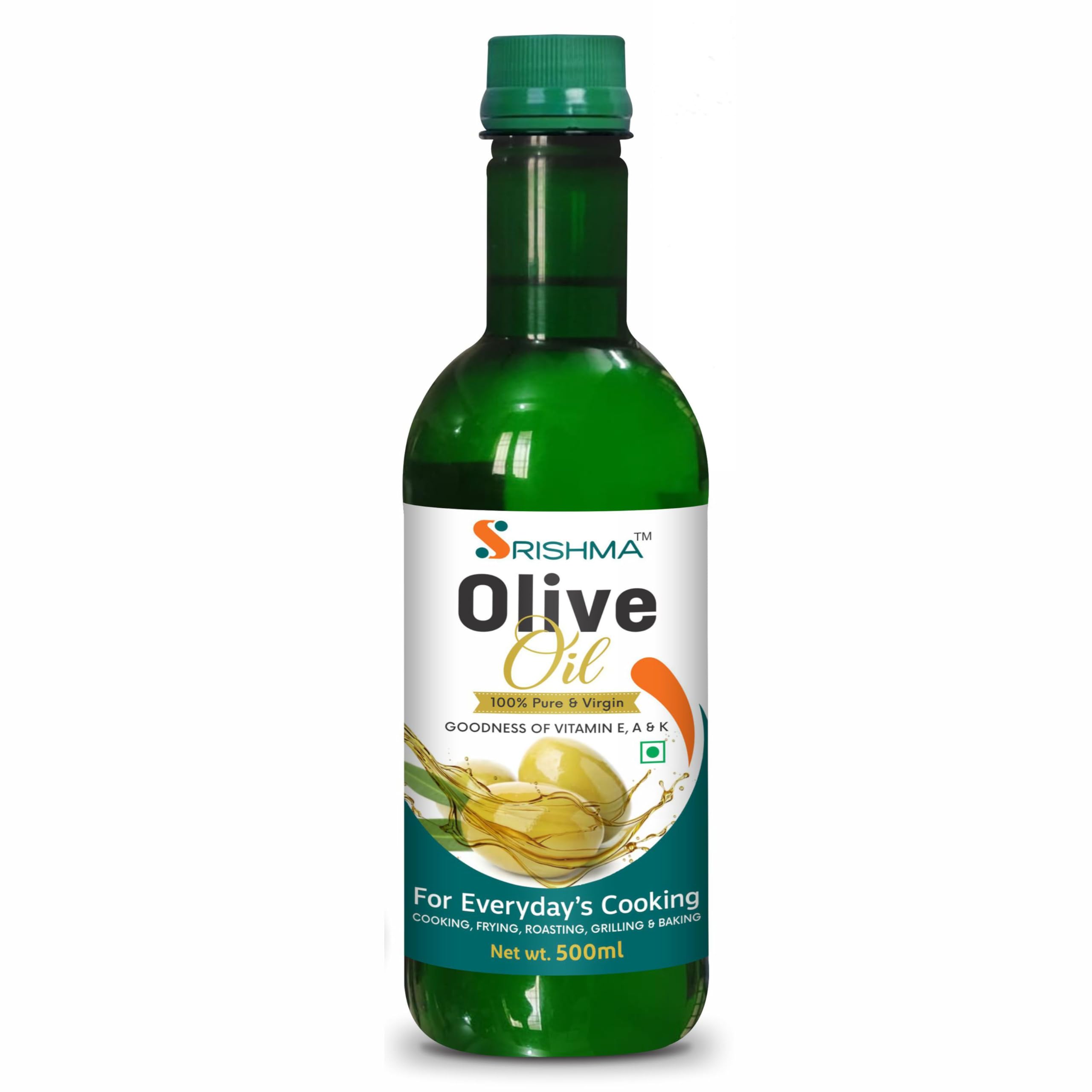 Srishma Extra Light Olive Oil, Ideal for Everyday Indian Cooking, Roasting, Frying, Baking All type of Cuisines| Low Saturated Fat, 500 ml