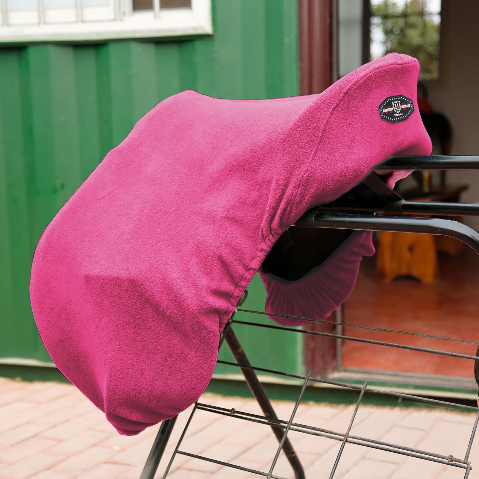Harrison Howard Fleece Horse Saddle Cover for GP/CC Horse Saddle Cover Reliable Protection Dust Prevention Machine Washable - Magenta