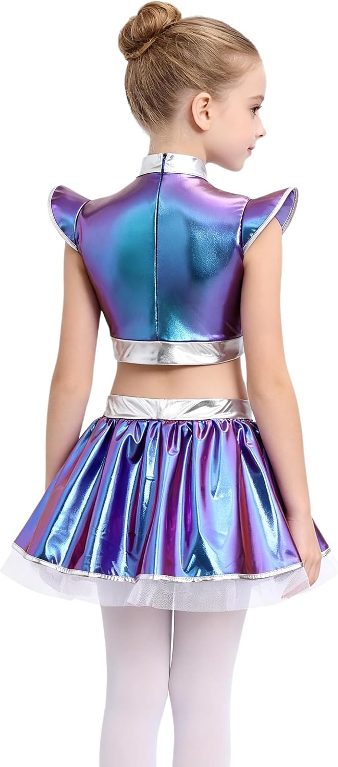 Girls Metallic Outfit for Pageants Entertainment Activity Colorful 6 Years image 2