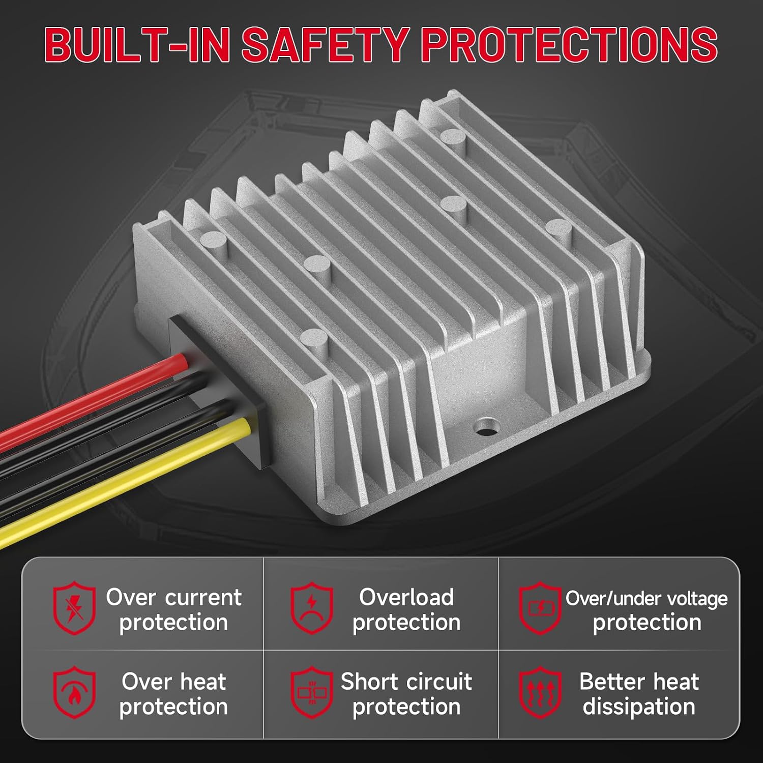 18V to 12V Azocek Step Down Converter Compatible with Milwaukee 18V Battery, Upgraded Power Wheel Battery Adapter with Overdischarge and Switch, 240W Voltage Regulator 12V 20A Buck Converter